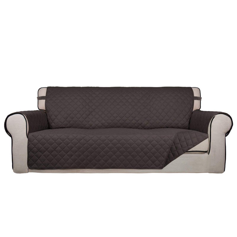 PureFit Reversible Quilted Sofa Cover, Water Resistant Slipcover Furniture Protector, Washable Couch Cover with Non Slip Foam and Elastic Straps for Kids, Pets (X Large, Chocolate/Chocolate) - Image 1